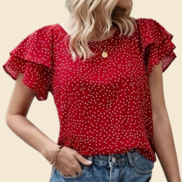 SHEIN Tops - ❤️Shein Red Floral Shirt